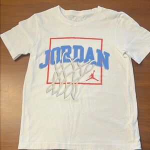Jordan Kids White Tee with Blue and Red Accents
